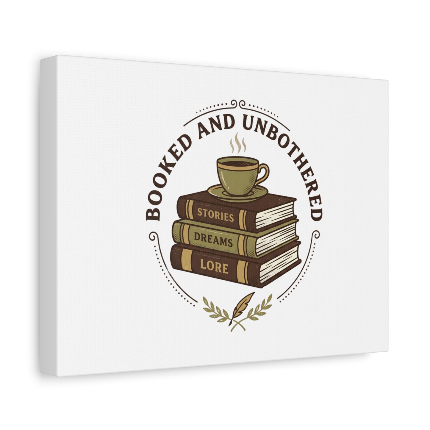 Booked and Unbothered Canvas, Book Lover Decor | Cozy Reading, Dark Academia