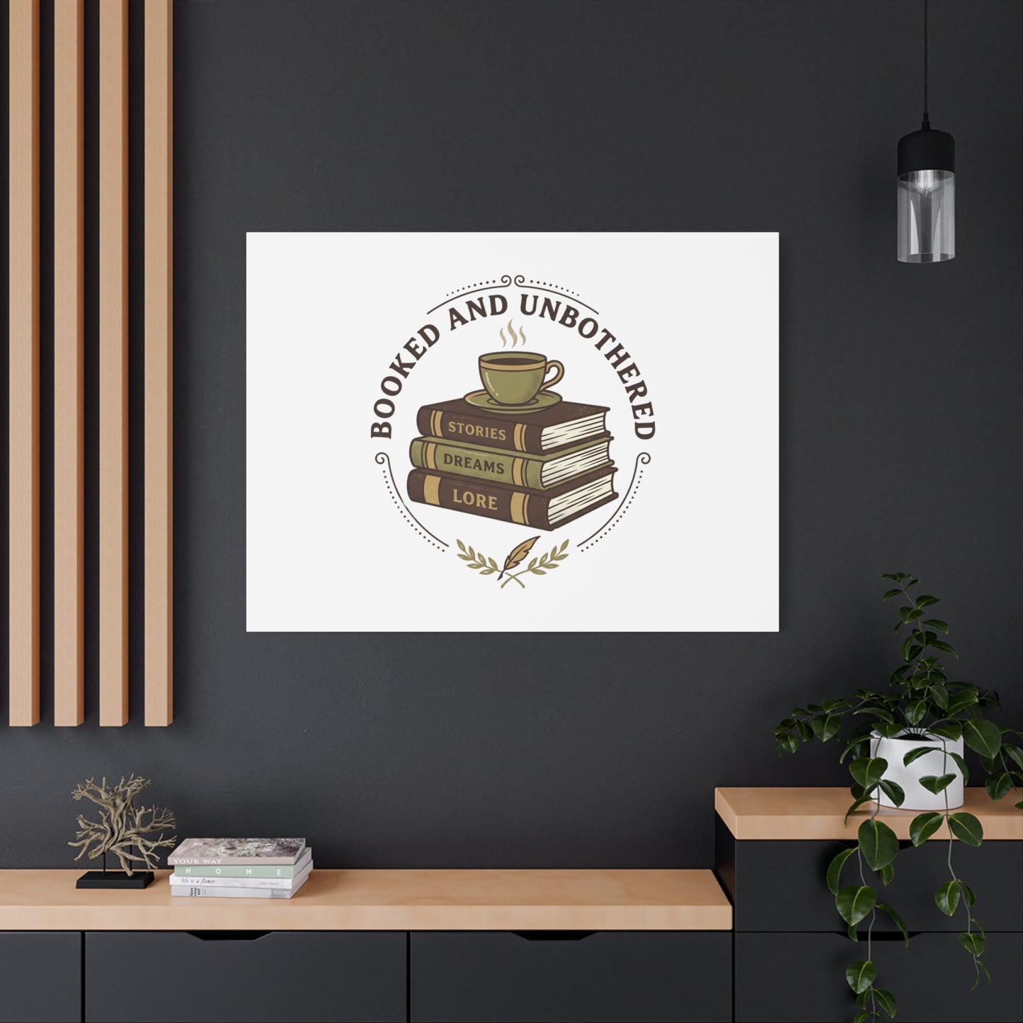 Booked and Unbothered Canvas, Book Lover Decor | Cozy Reading, Dark Academia