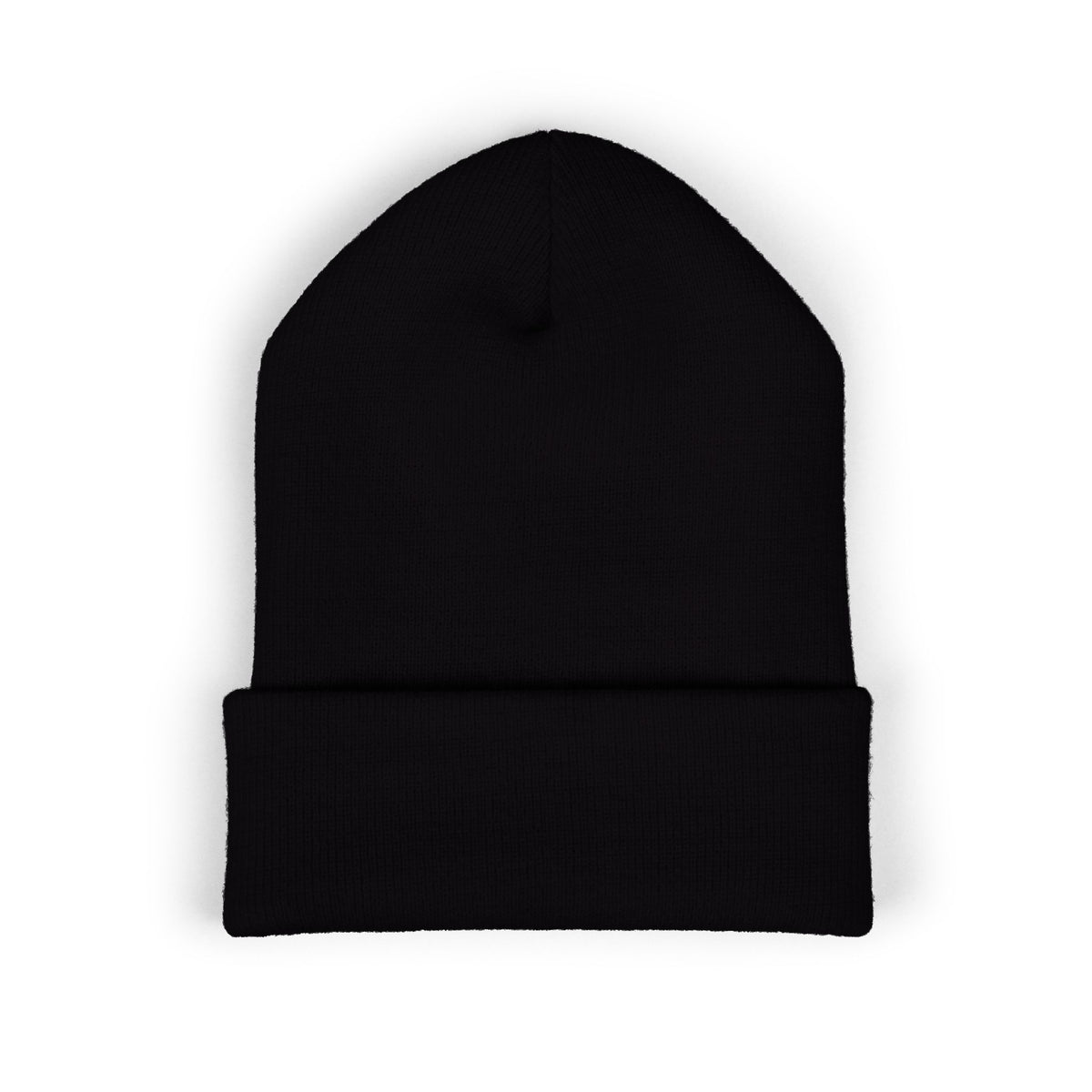 Embroidered Cuffed Beanie — “My Therapist Knows About You” Minimal Knit Hat