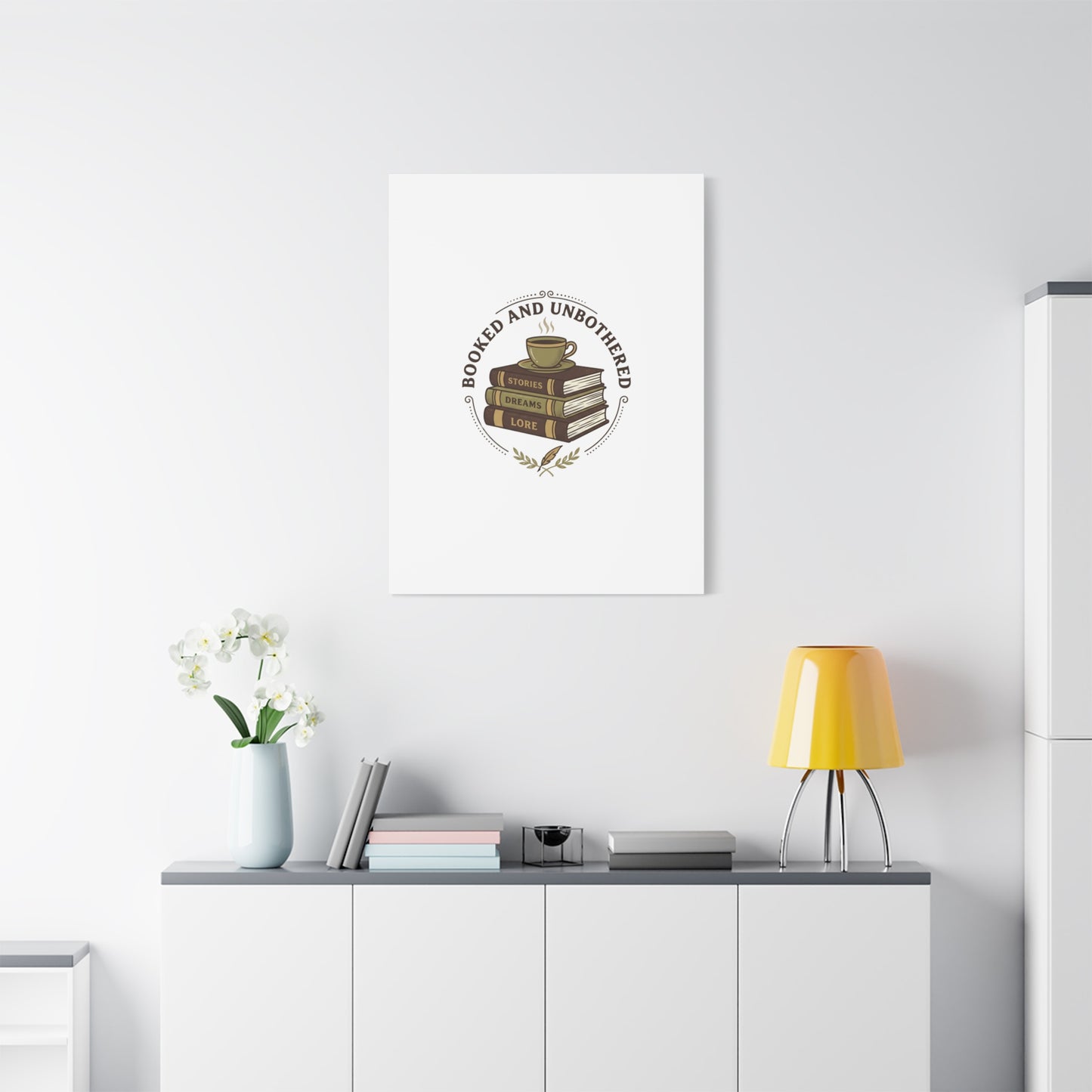 Booked and Unbothered Canvas, Book Lover Decor | Cozy Reading, Dark Academia