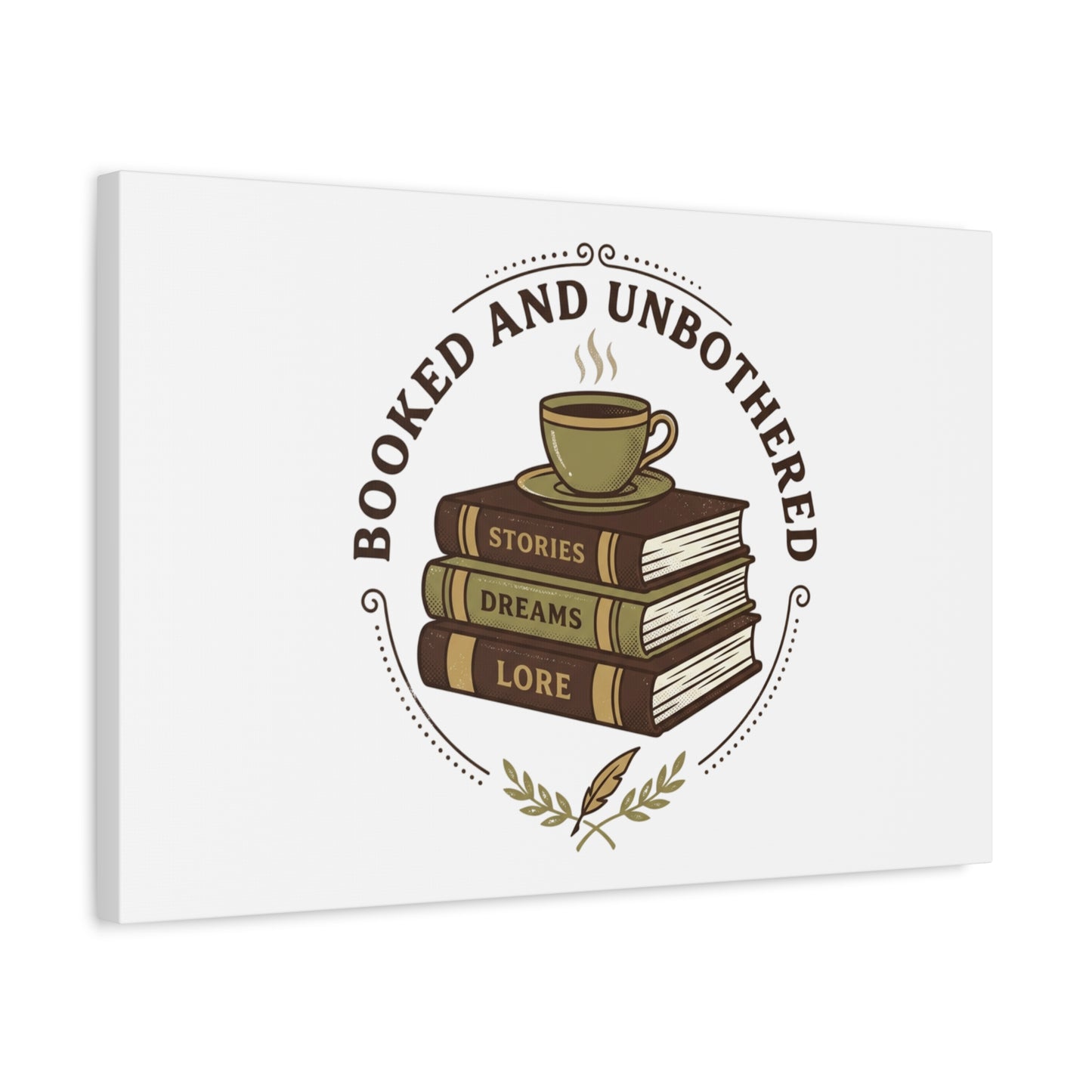 Booked and Unbothered Canvas, Book Lover Decor | Cozy Reading, Dark Academia