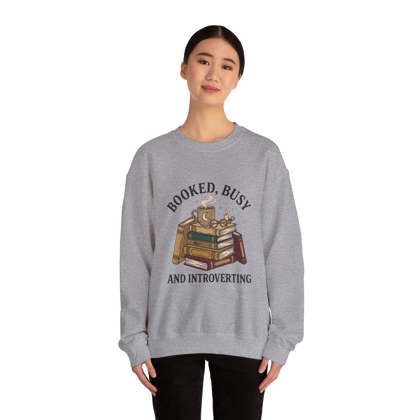 Booked Busy and Introverting Sweatshirt | Book Lover, Cozy Reader