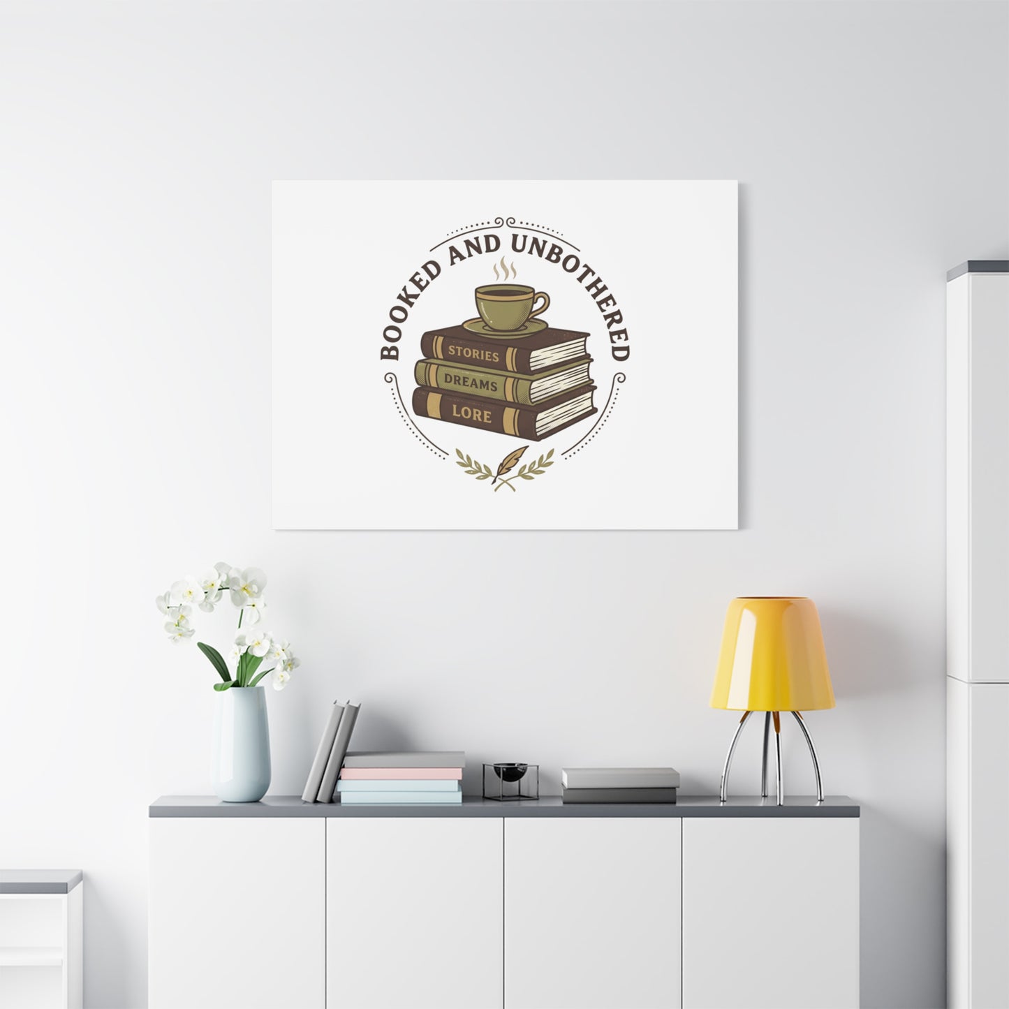Booked and Unbothered Canvas, Book Lover Decor | Cozy Reading, Dark Academia