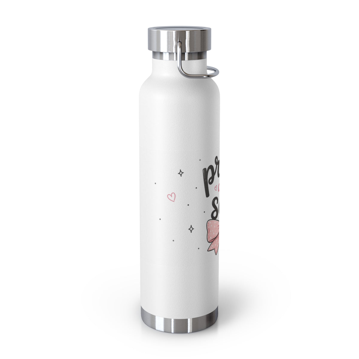 Pretty and Sad 22oz Insulated Water Bottle — Cute Pink Bow Stainless Vacuum Flask