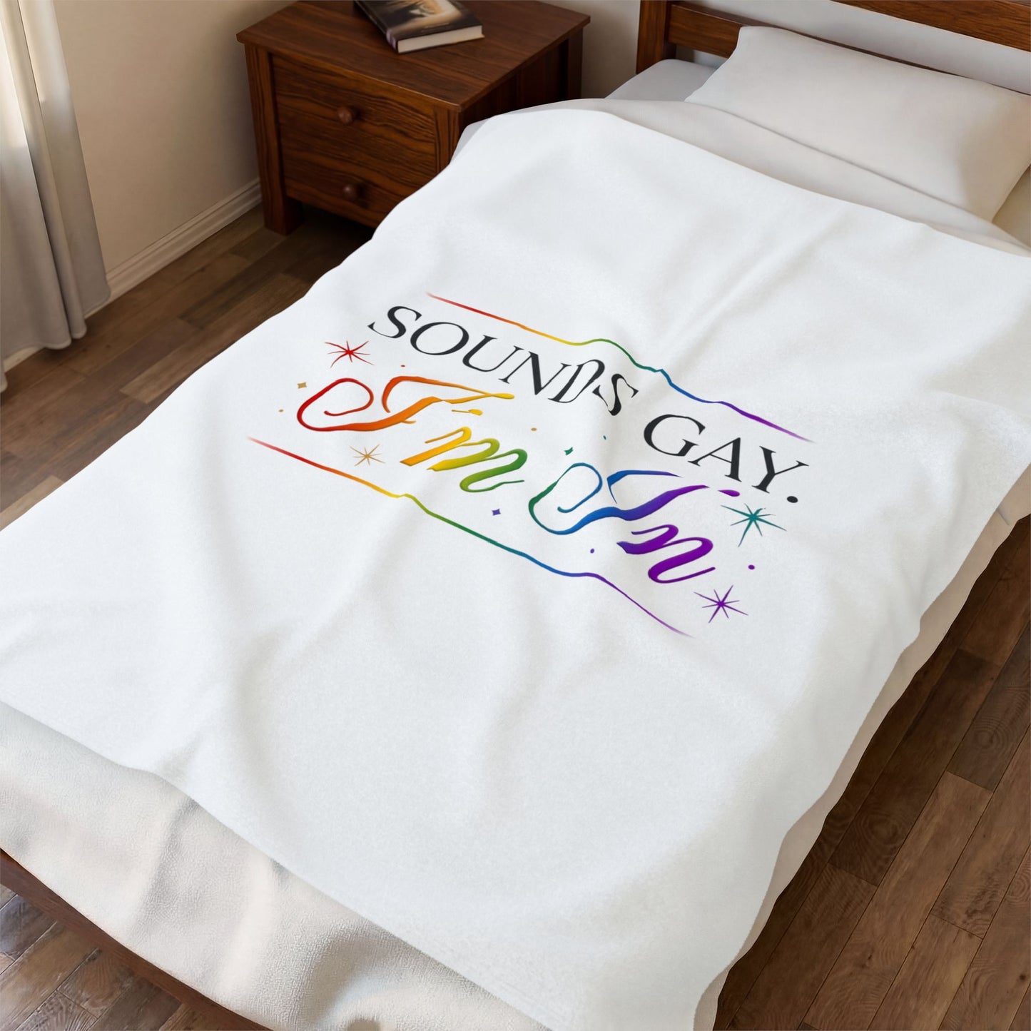 Sounds Gay I'm In Velveteen Blanket | Cozy Bookish Pride, Reading Nook Throw