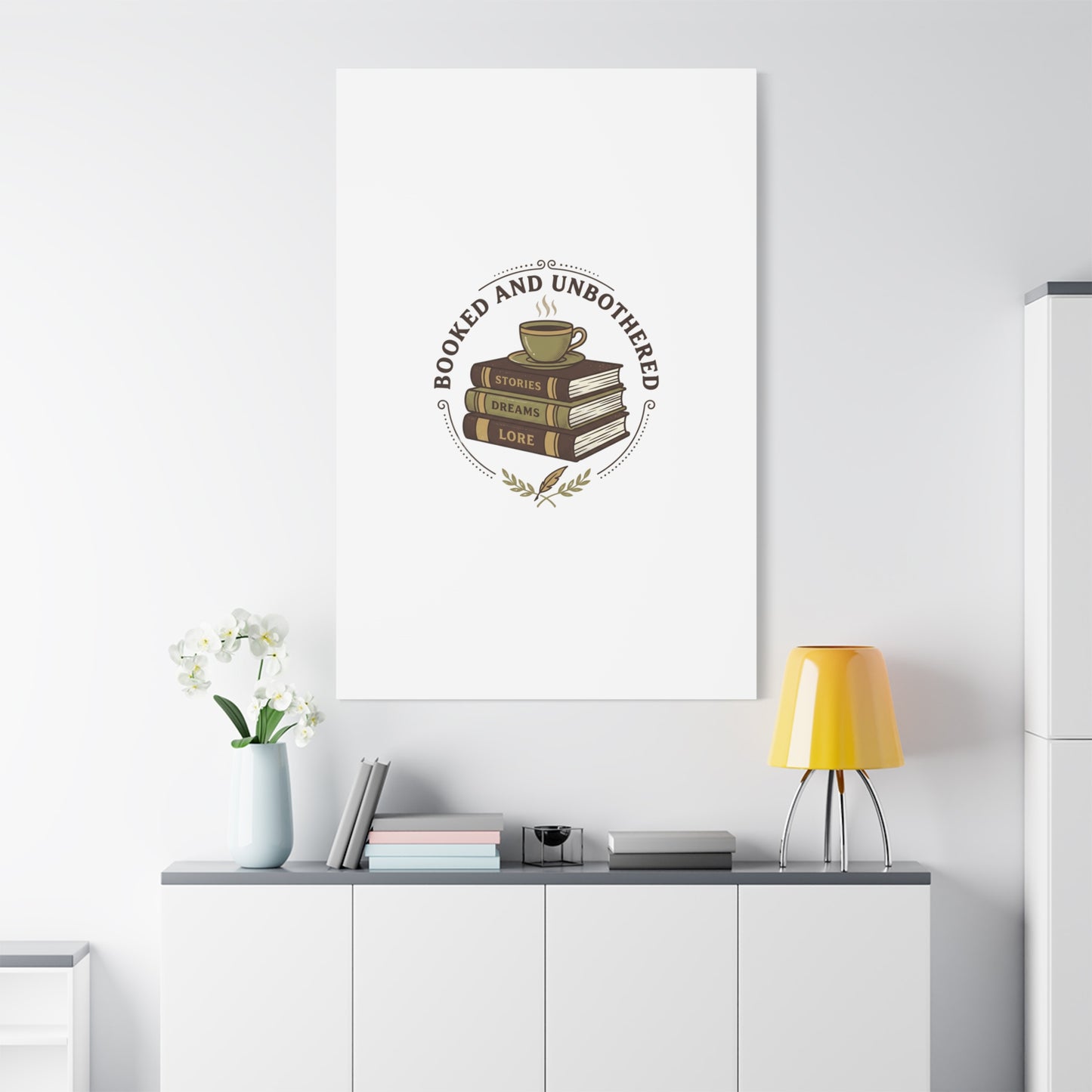 Booked and Unbothered Canvas, Book Lover Decor | Cozy Reading, Dark Academia