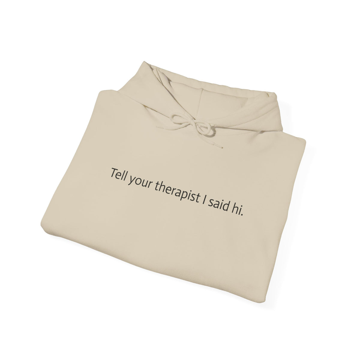 Hoodie — "Tell your therapist I said hi." Minimalist Slogan Pullover
