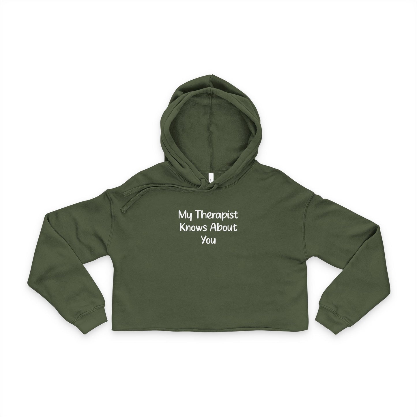 Women's Cropped Hoodie - 'My Therapist Knows About You' - Comfy Casual Wear, Gifts for Friends, Self-Care, Fashion Statement