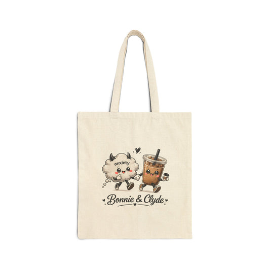Bonnie & Clyde Boba Tote — “My Therapist Knows About You” Cotton Canvas Tote Bag