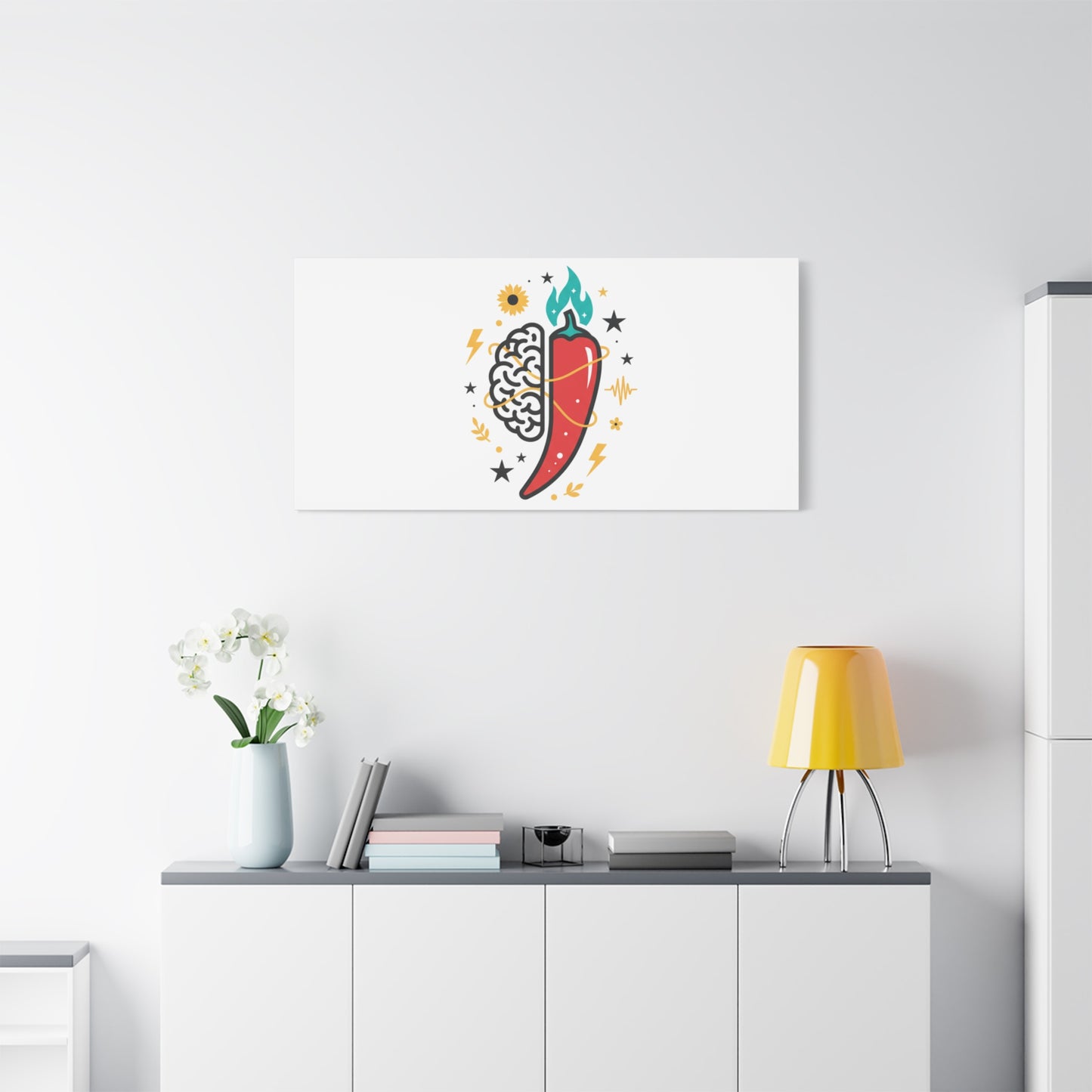 Neurodivergent Pride Brain & Chili Art Canvas | autism acceptance, autistic pride