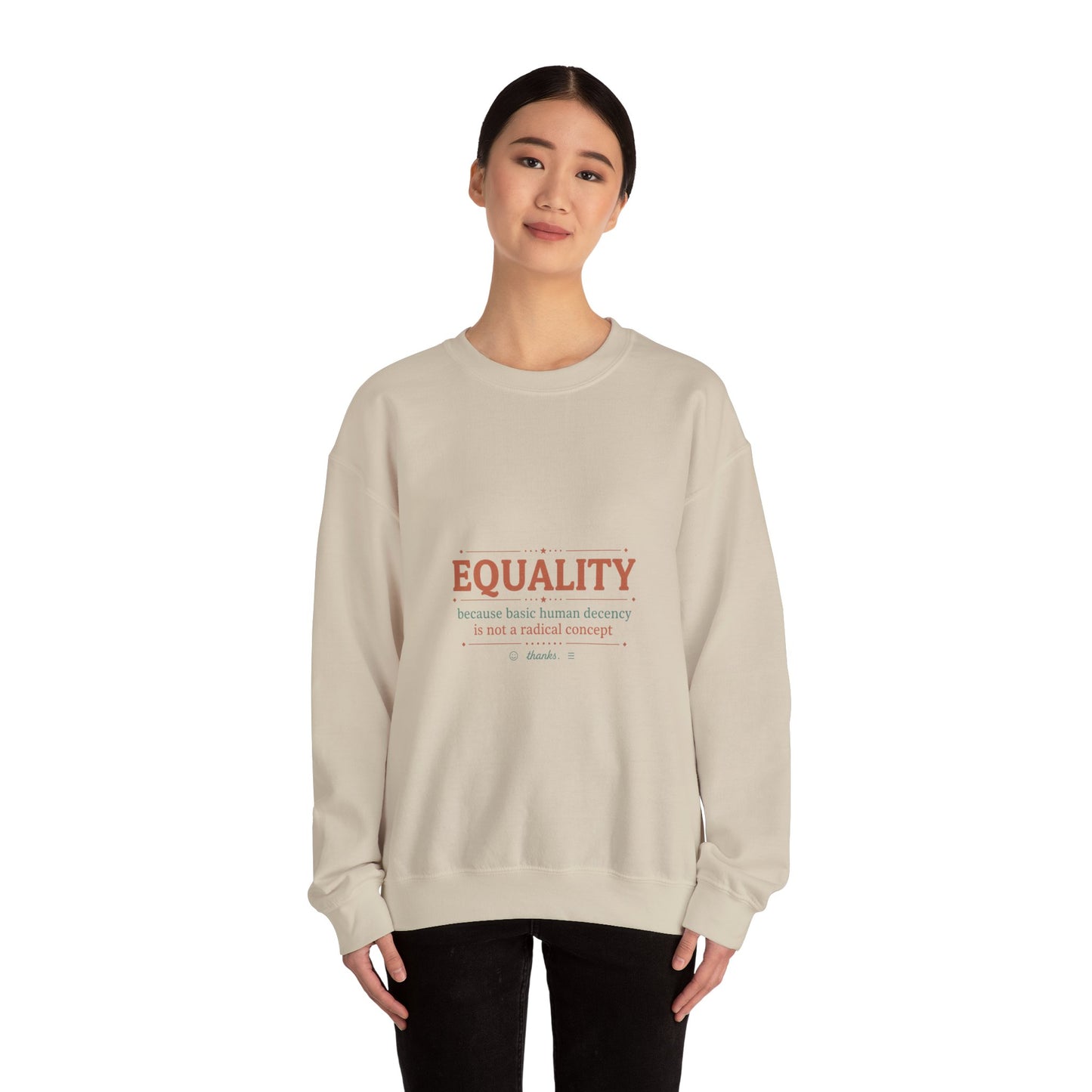 Equality Typography Crewneck Sweatshirt | IWD feminist slogan graphic, empowerment design