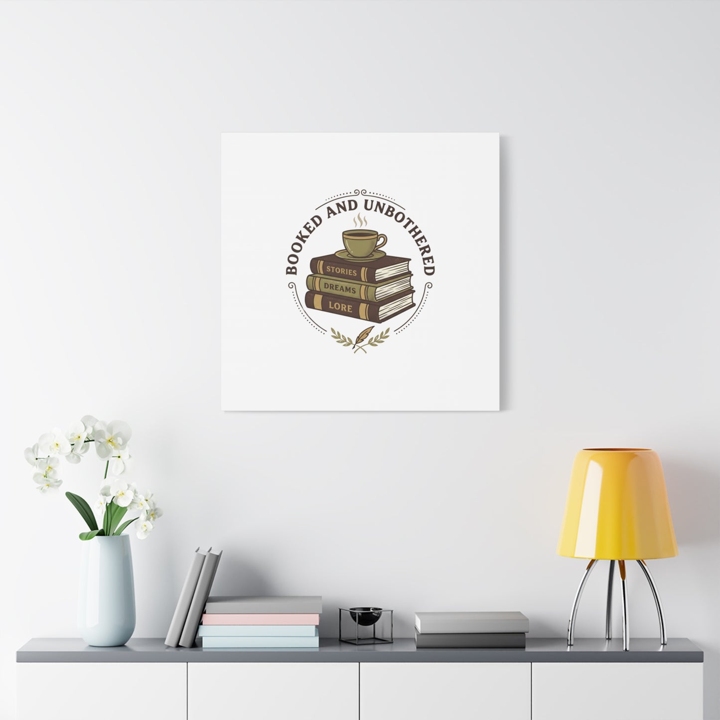 Booked and Unbothered Canvas, Book Lover Decor | Cozy Reading, Dark Academia