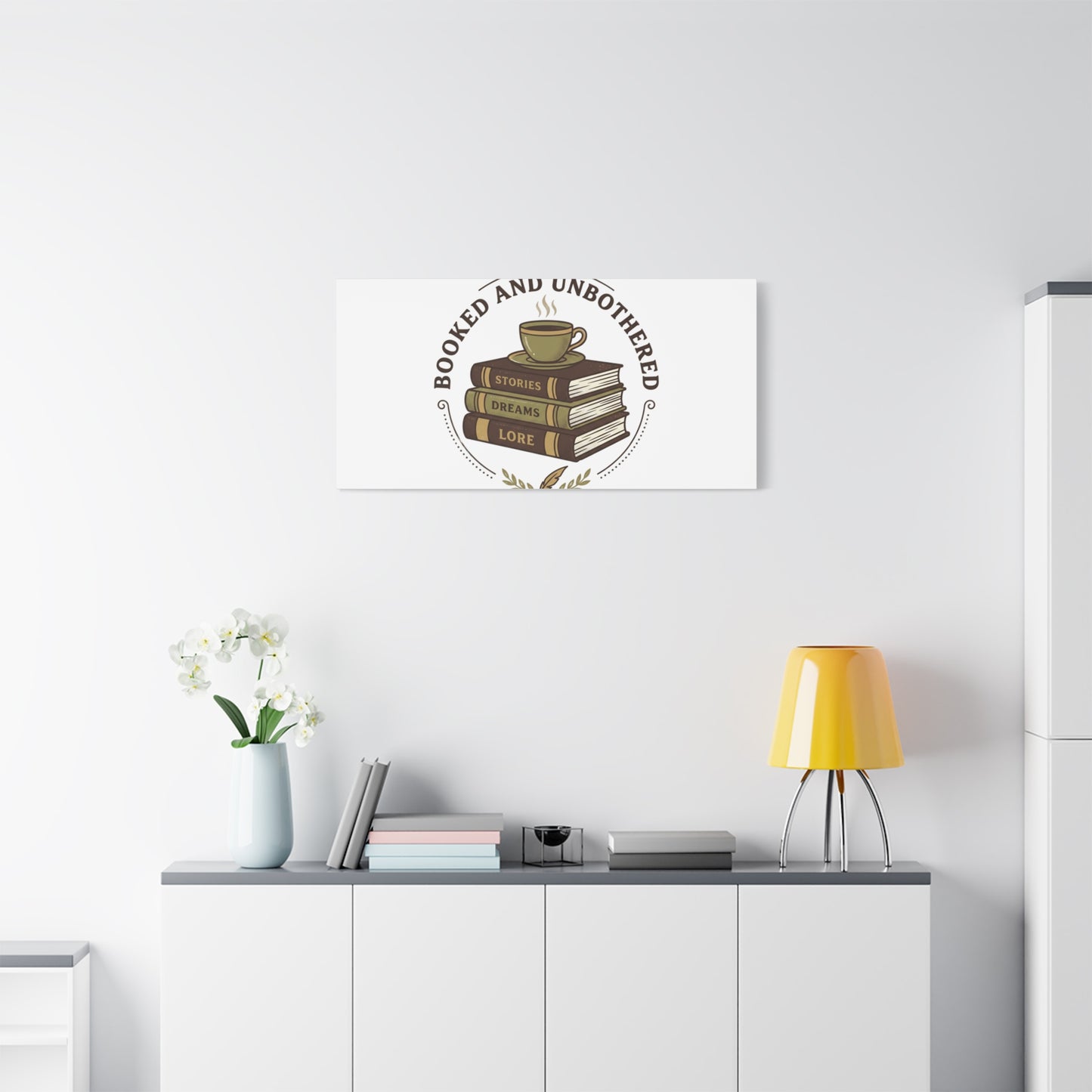 Booked and Unbothered Canvas, Book Lover Decor | Cozy Reading, Dark Academia