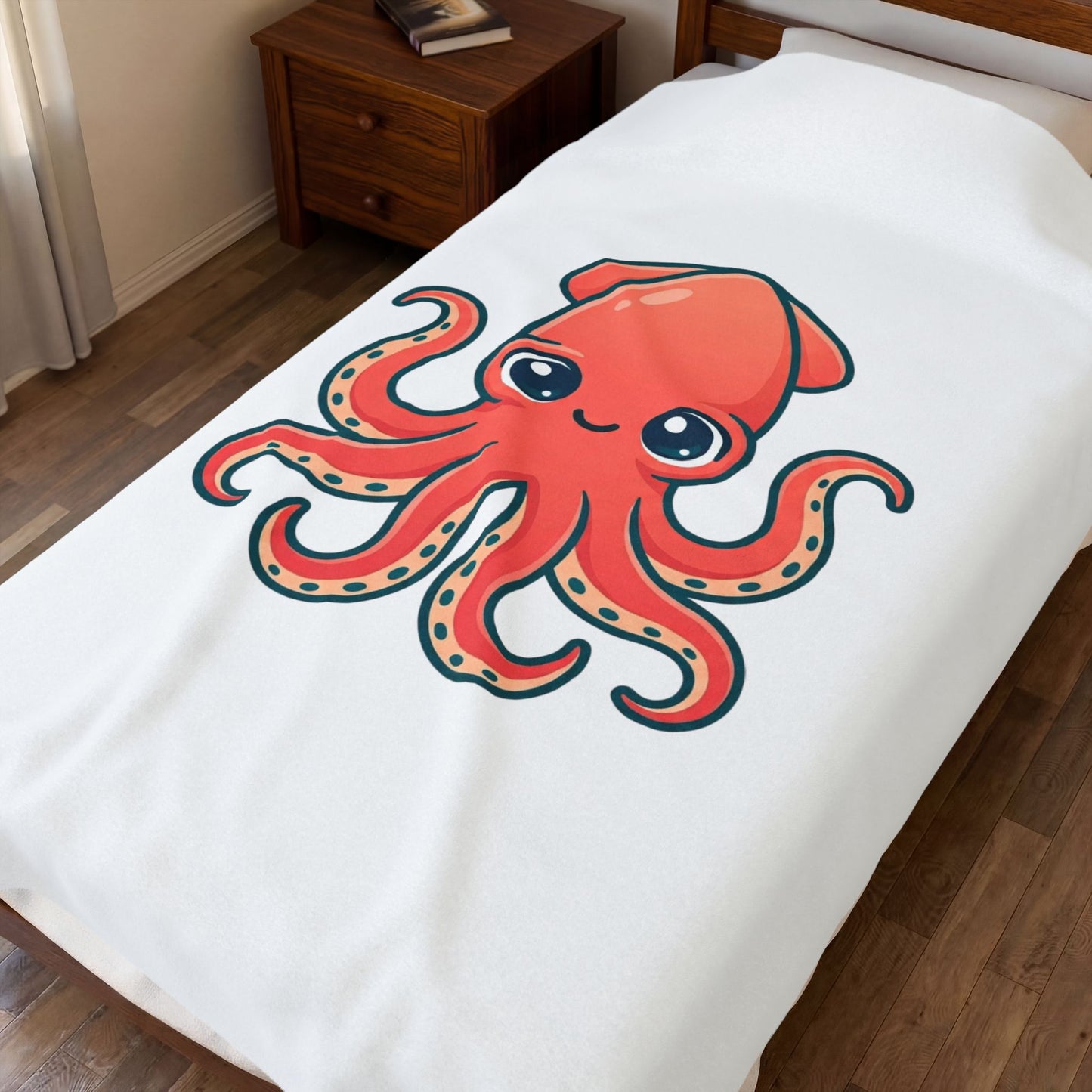 Cute Octopus Plush Blanket | Book Lover, Cozy Reader Throw