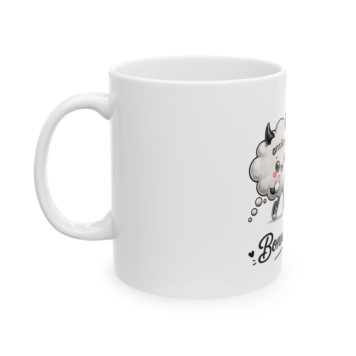 Bonnie & Clyde Anxiety + Coffee Ceramic Mug — Cute Kawaii Couple Design, 11oz/15oz