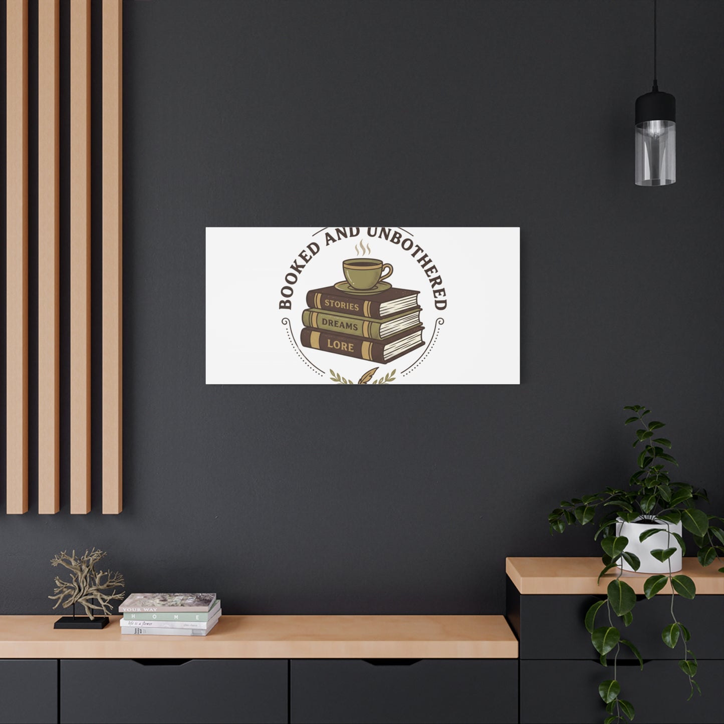 Booked and Unbothered Canvas, Book Lover Decor | Cozy Reading, Dark Academia