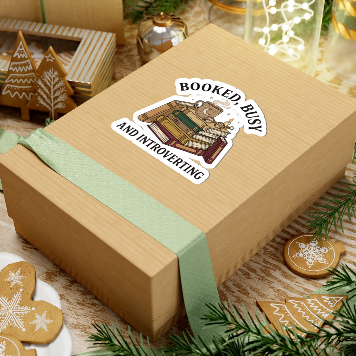 Booked, Busy and Introverting Kiss-Cut Sticker | Book Lover, Cozy Reader