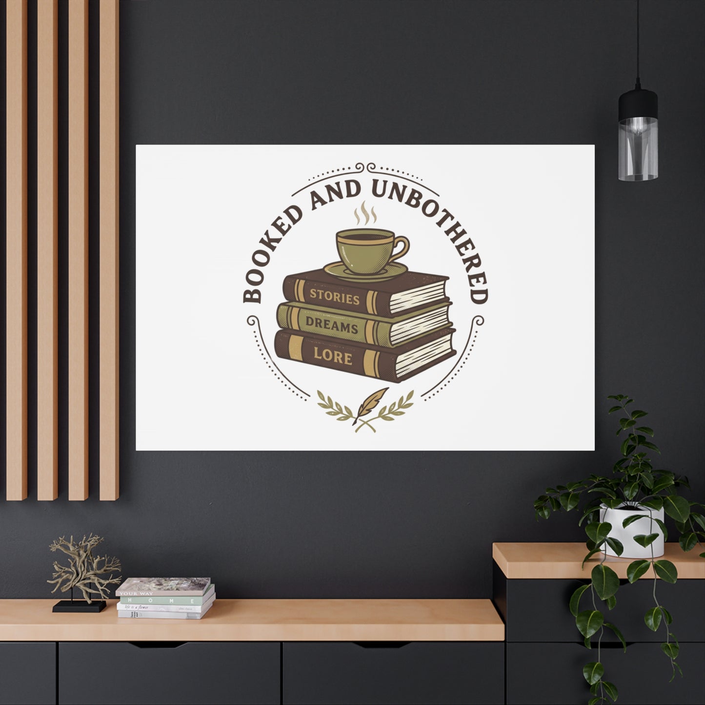 Booked and Unbothered Canvas, Book Lover Decor | Cozy Reading, Dark Academia
