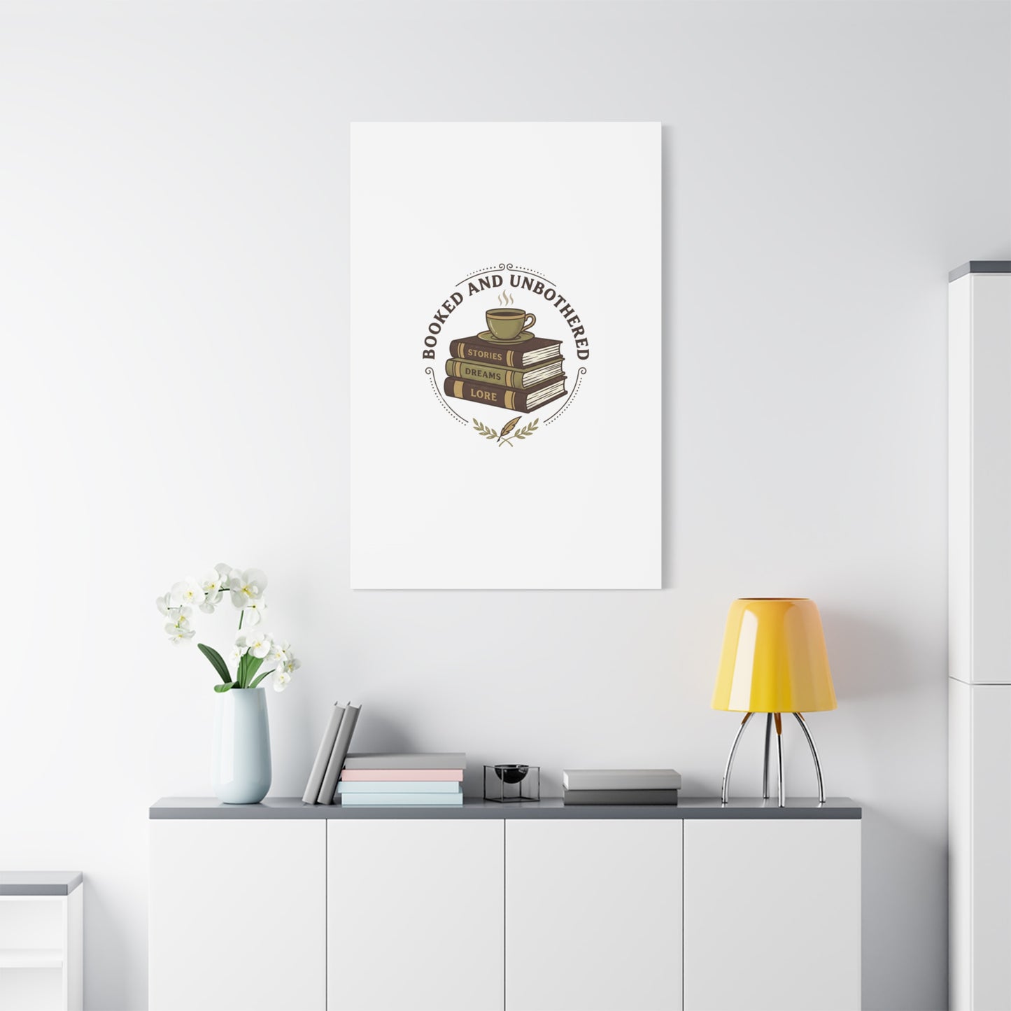 Booked and Unbothered Canvas, Book Lover Decor | Cozy Reading, Dark Academia