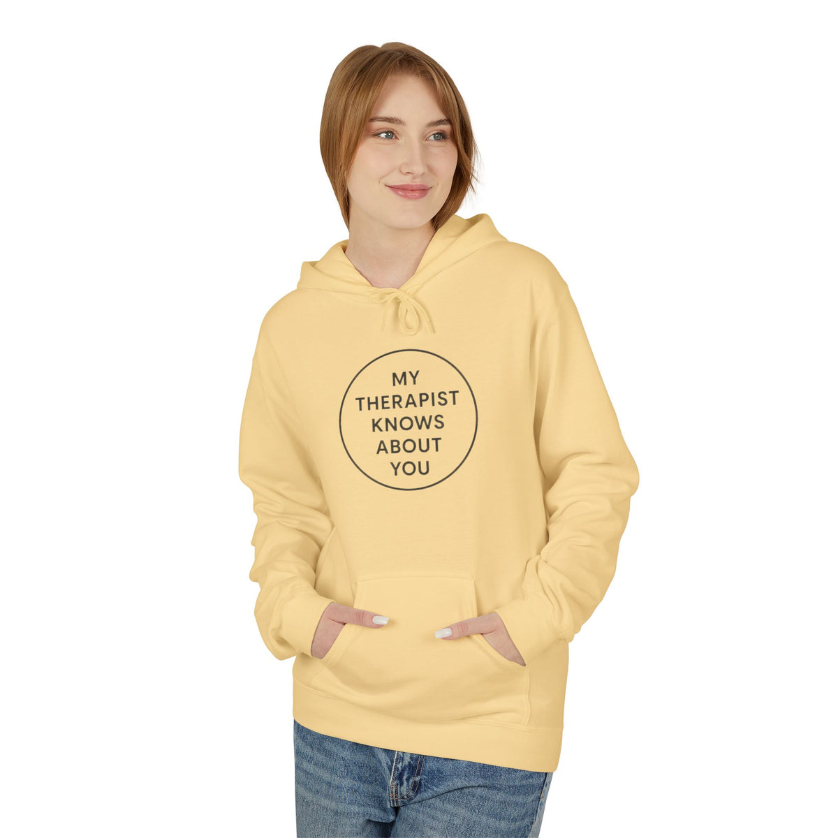 Therapist Knows About You Hoodie — Minimalist Circle Graphic Mental Health Support Pullover