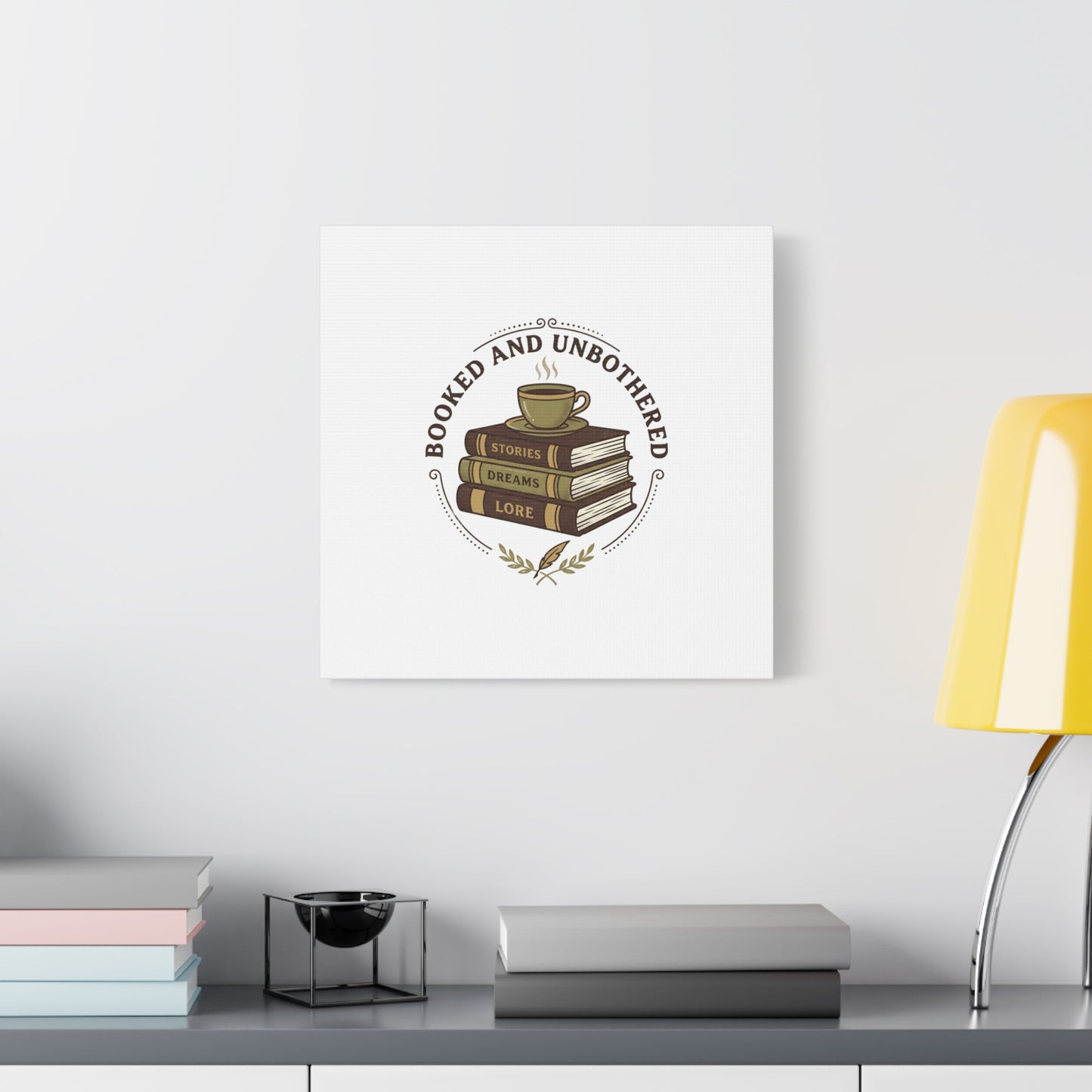 Booked and Unbothered Canvas, Book Lover Decor | Cozy Reading, Dark Academia