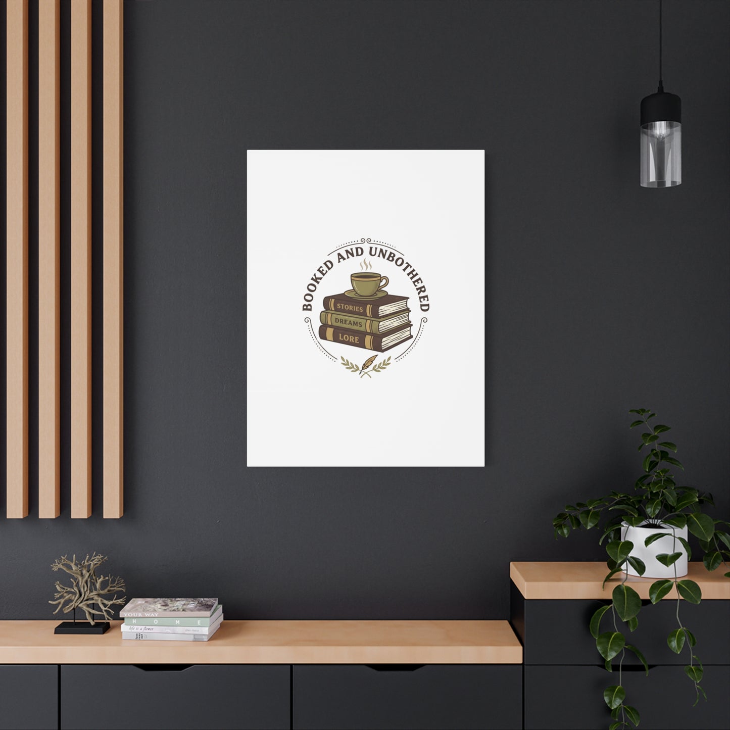 Booked and Unbothered Canvas, Book Lover Decor | Cozy Reading, Dark Academia