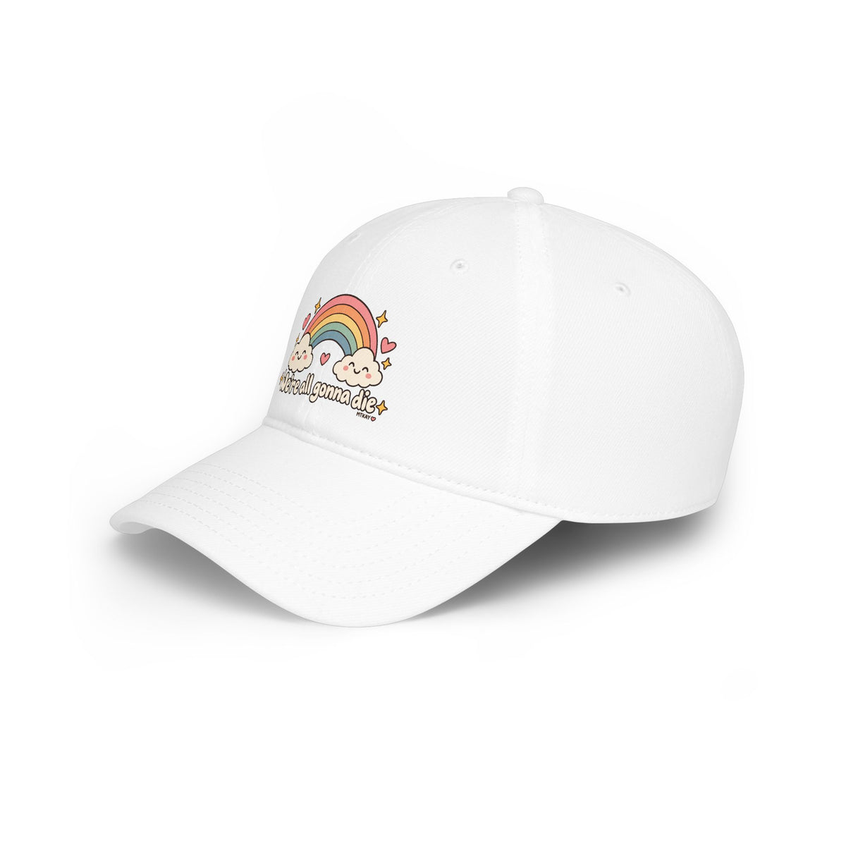 Baseball Cap — Cute Rainbow "We're All Gonna Die" Vintage Kawaii Hat