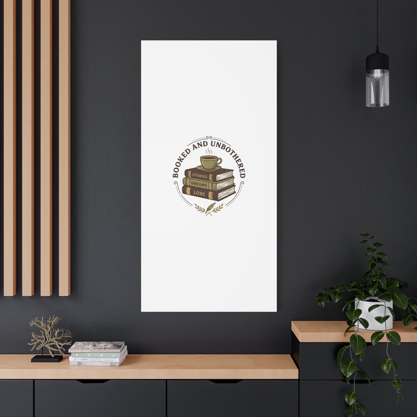 Booked and Unbothered Canvas, Book Lover Decor | Cozy Reading, Dark Academia
