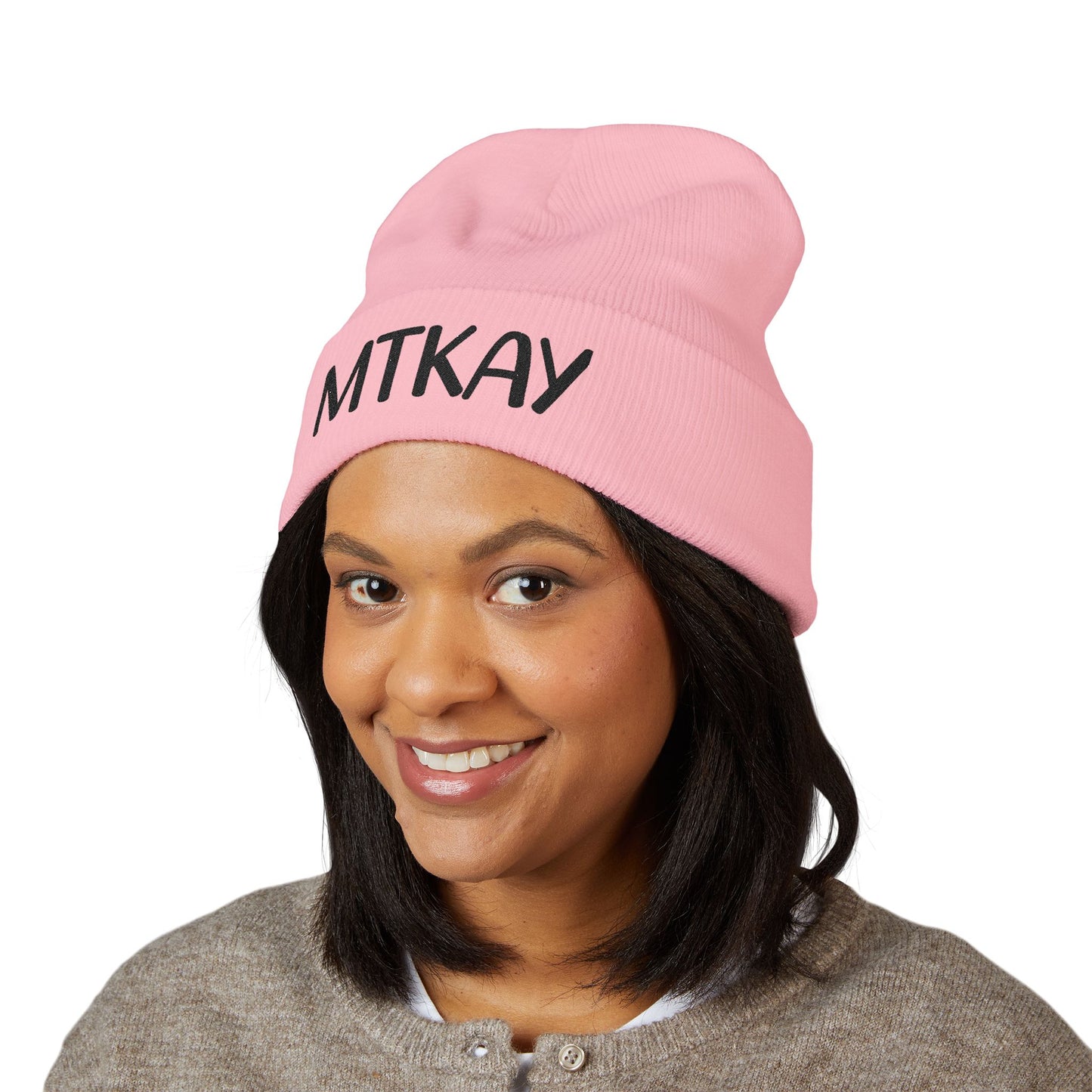 MTKAY Embroidered Cuffed Beanie — Classic Knit Winter Hat