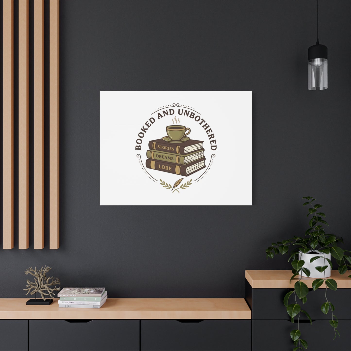Booked and Unbothered Canvas, Book Lover Decor | Cozy Reading, Dark Academia