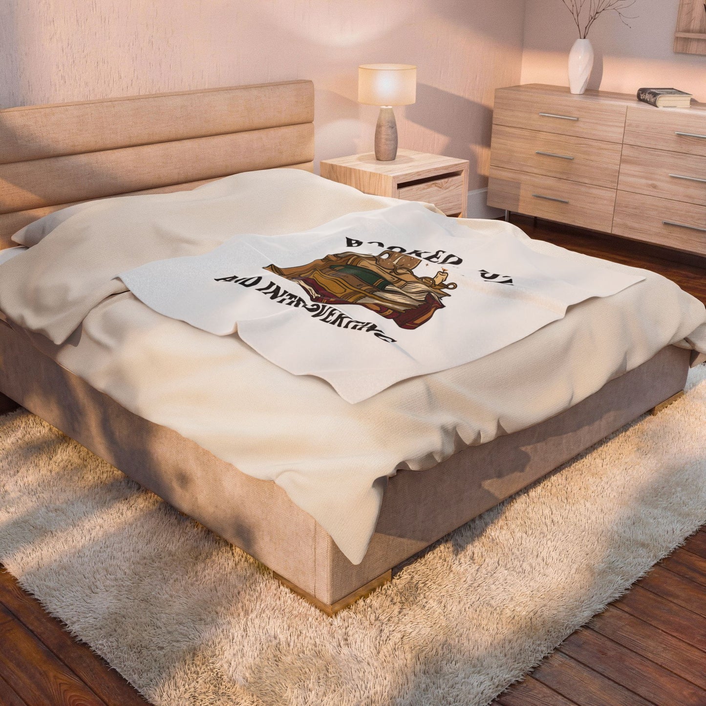 Booked, Busy and Introverting Velveteen Plush Blanket | Book Lover, Cozy Reader