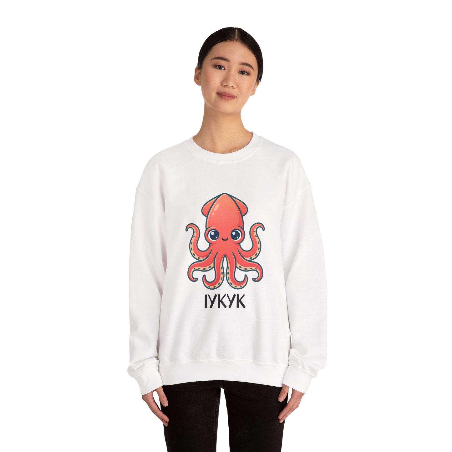 Cute Red Squid Crewneck Sweatshirt | book lover, cozy reader