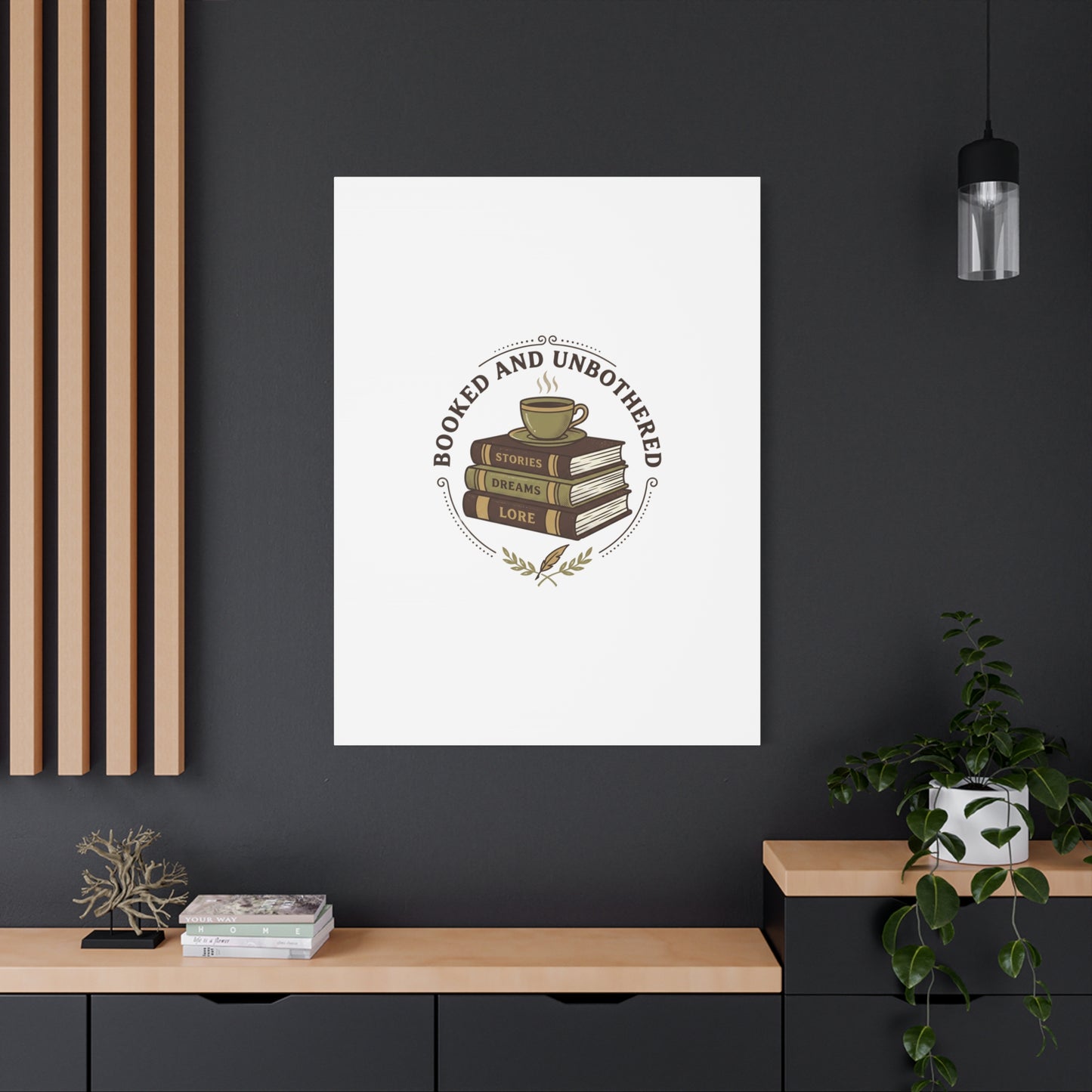 Booked and Unbothered Canvas, Book Lover Decor | Cozy Reading, Dark Academia