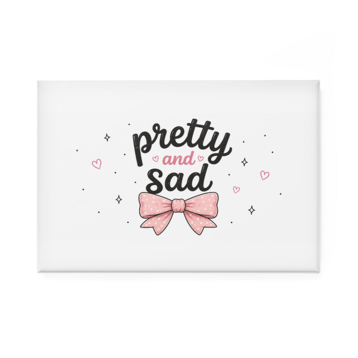 Pretty and Sad Rectangle Magnet — Cute Pink Bow Fridge Magnet