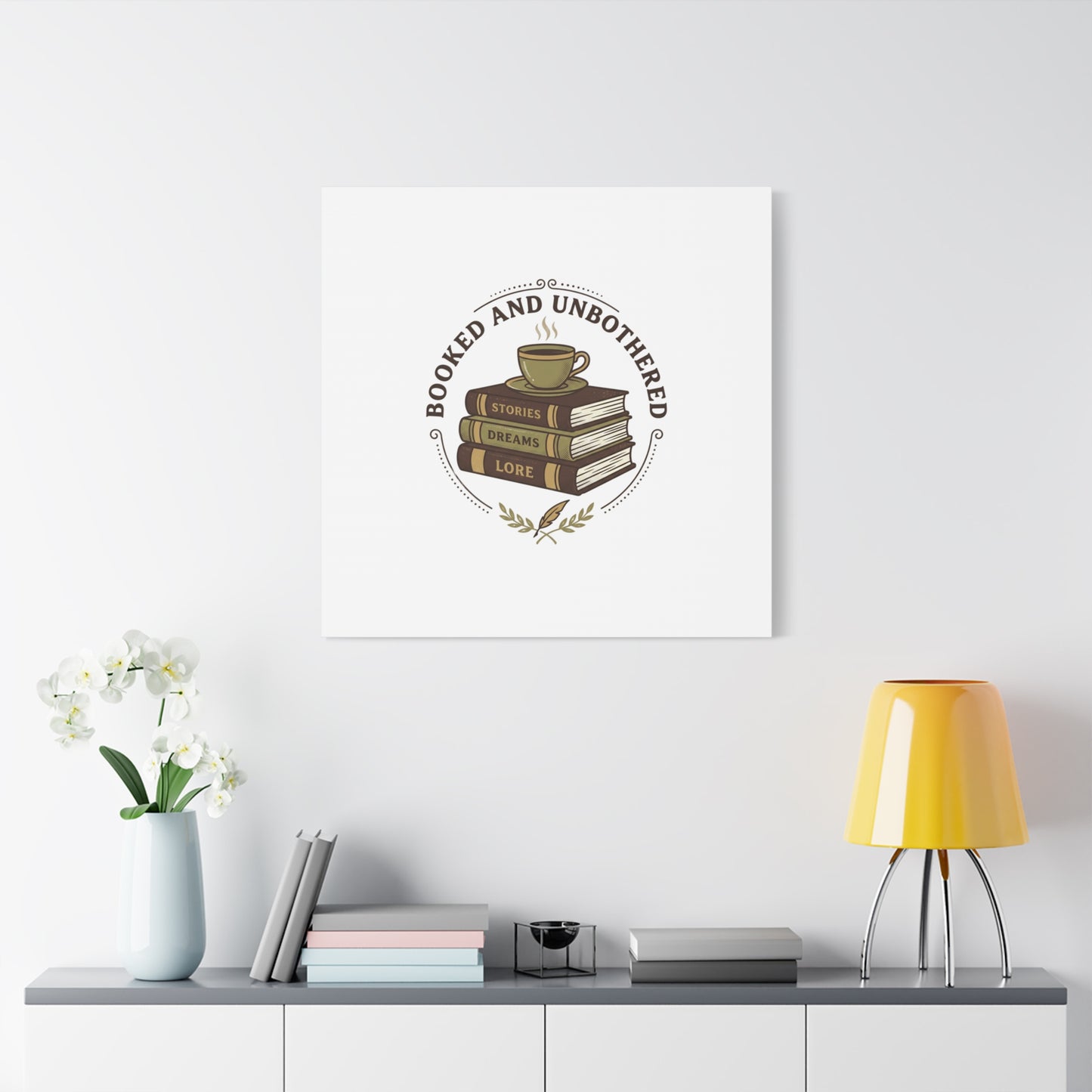 Booked and Unbothered Canvas, Book Lover Decor | Cozy Reading, Dark Academia