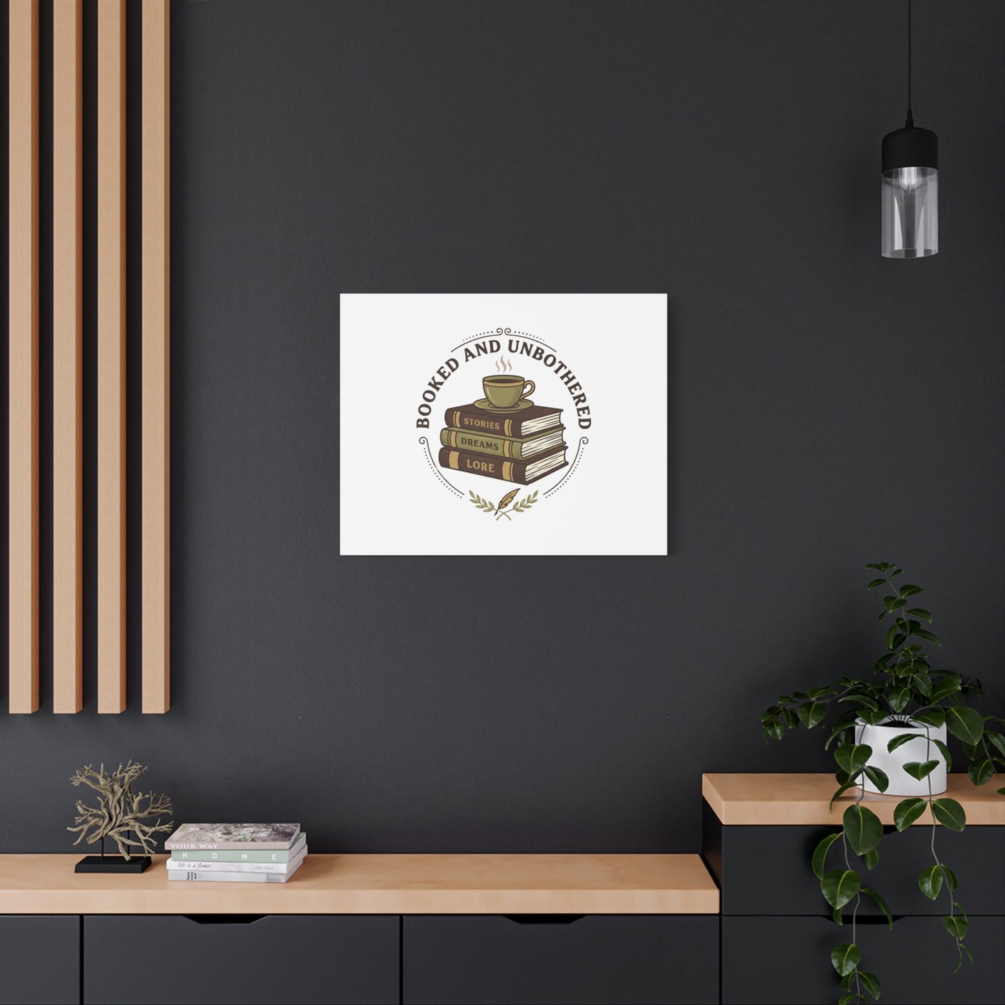 Booked and Unbothered Canvas, Book Lover Decor | Cozy Reading, Dark Academia