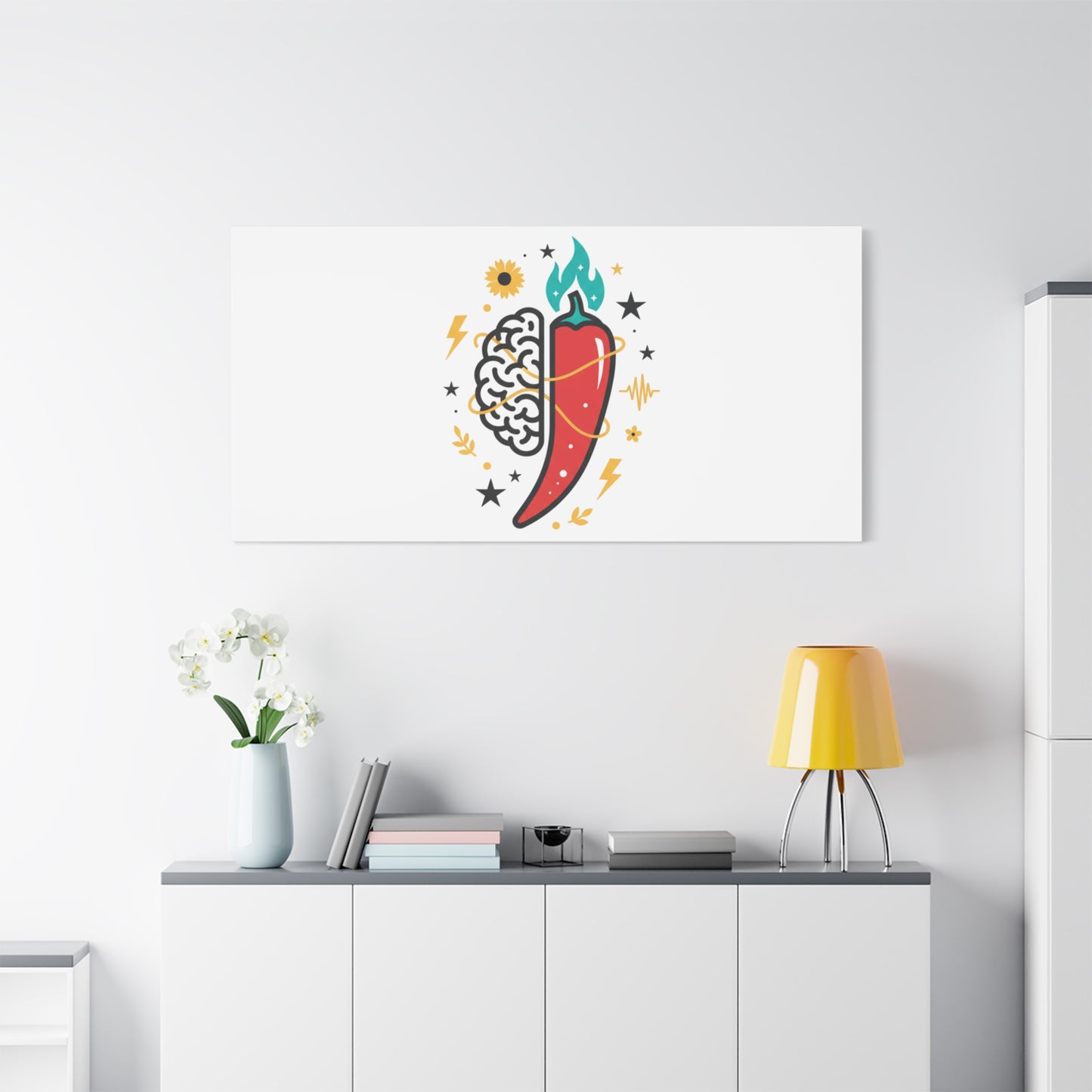 Neurodivergent Pride Brain & Chili Art Canvas | autism acceptance, autistic pride