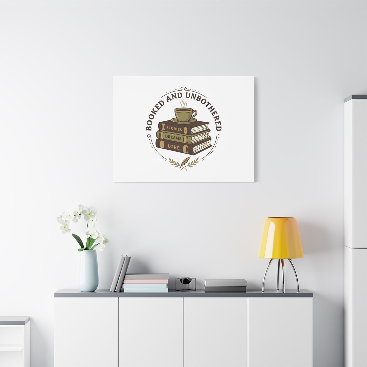 Booked and Unbothered Canvas, Book Lover Decor | Cozy Reading, Dark Academia