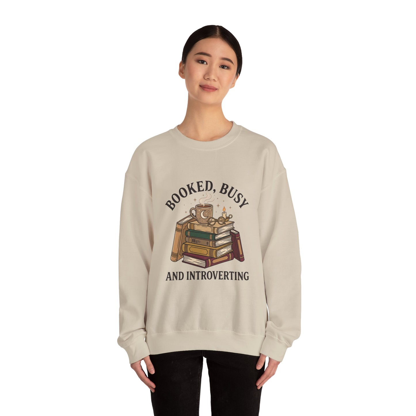 Booked Busy and Introverting Sweatshirt | Book Lover, Cozy Reader