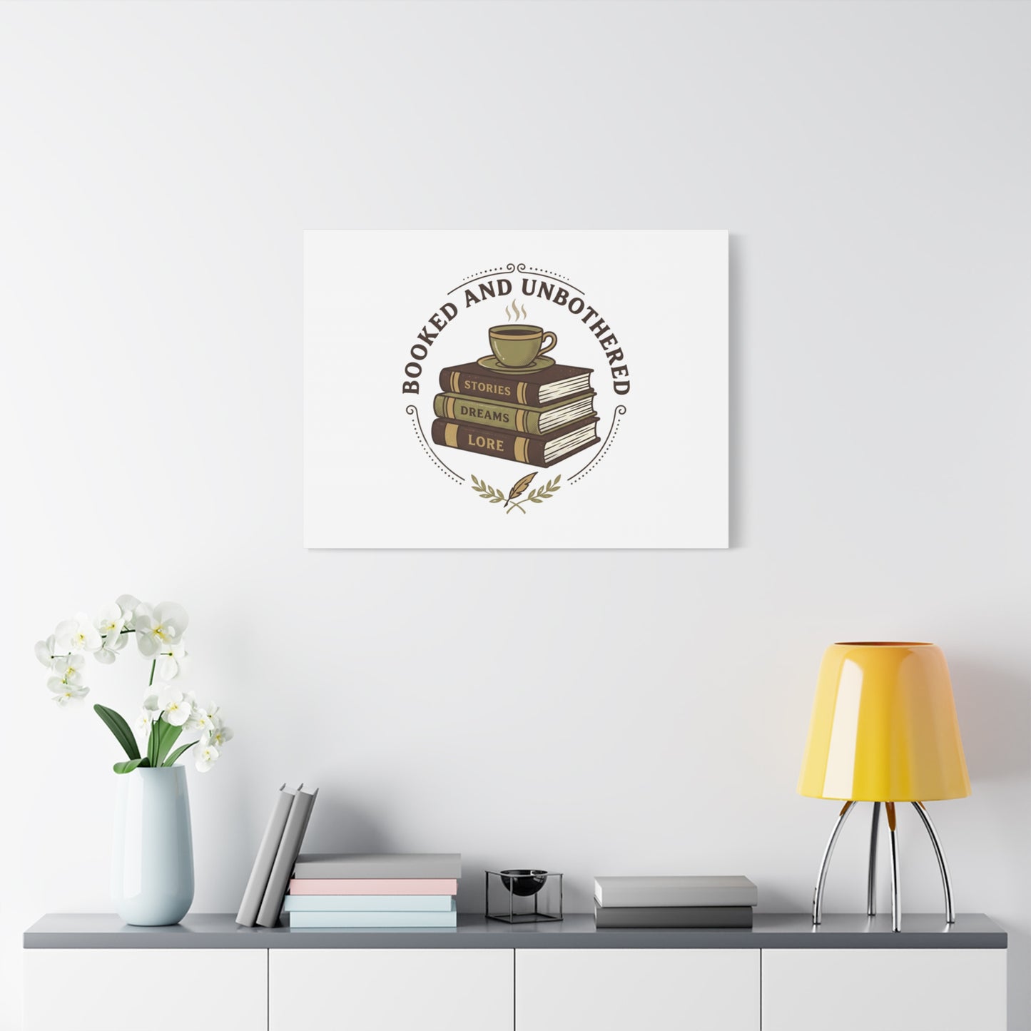 Booked and Unbothered Canvas, Book Lover Decor | Cozy Reading, Dark Academia