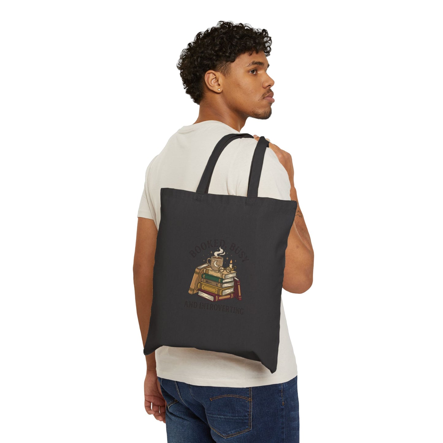 Booked Busy and Introverting Canvas Tote | Book Lover, Library Tote