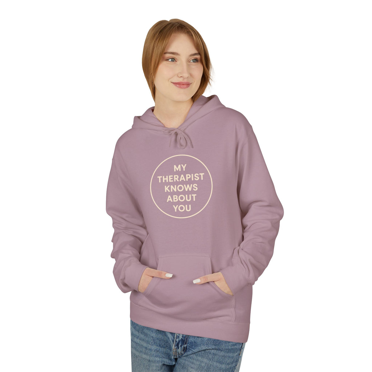 Therapist Knows About You Hoodie — Minimalist Circle Graphic Mental Health Support Pullover