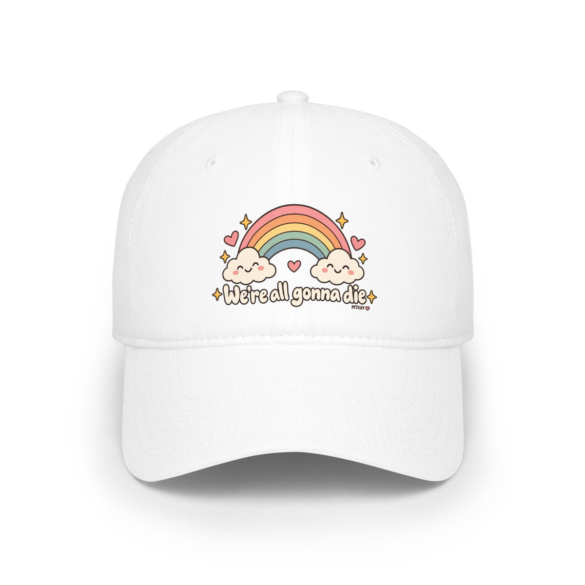 Baseball Cap — Cute Rainbow "We're All Gonna Die" Vintage Kawaii Hat