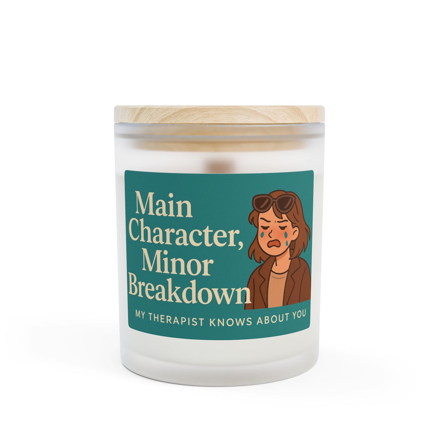 Therapeutic Frosted Glass Candle - Main Character, Minor Breakdown, Relaxation, Stress Relief, Gift for Friends, Self-Care