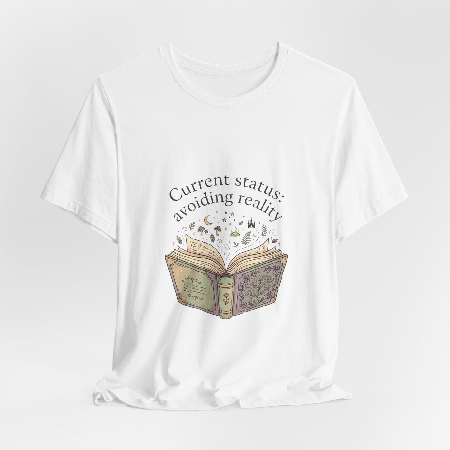 Current Status: Avoiding Reality Book Lover Shirt | Reading Tee, Cozy Bookish Aesthetic
