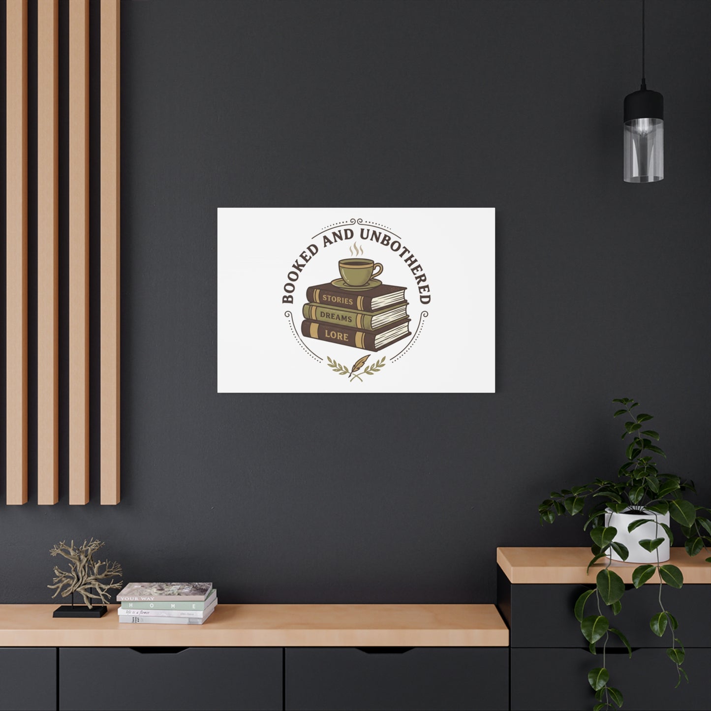 Booked and Unbothered Canvas, Book Lover Decor | Cozy Reading, Dark Academia