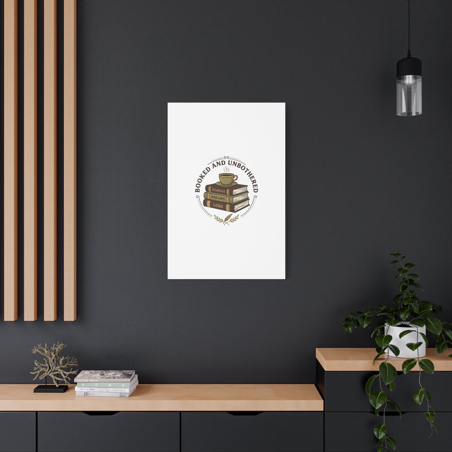Booked and Unbothered Canvas, Book Lover Decor | Cozy Reading, Dark Academia