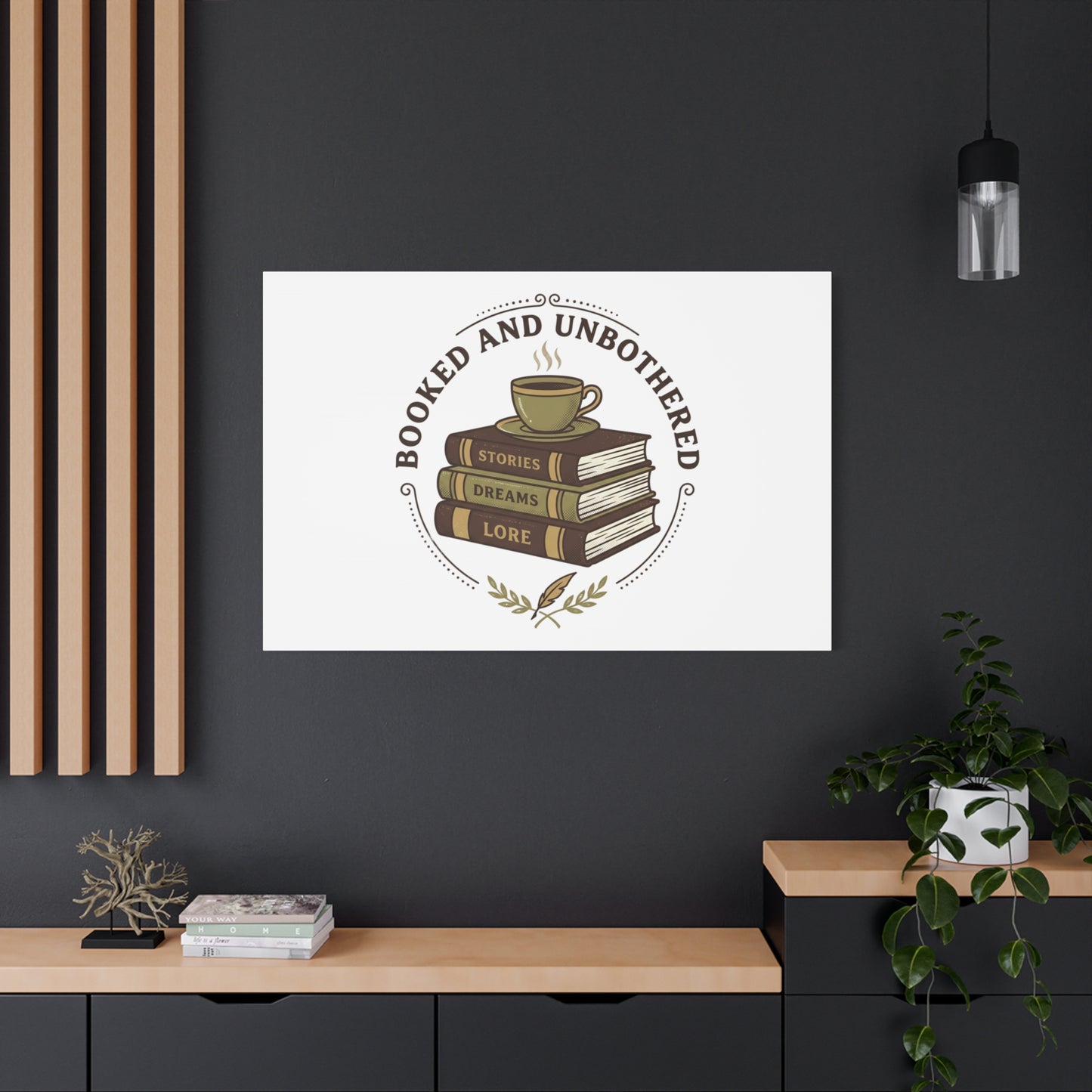 Booked and Unbothered Canvas, Book Lover Decor | Cozy Reading, Dark Academia