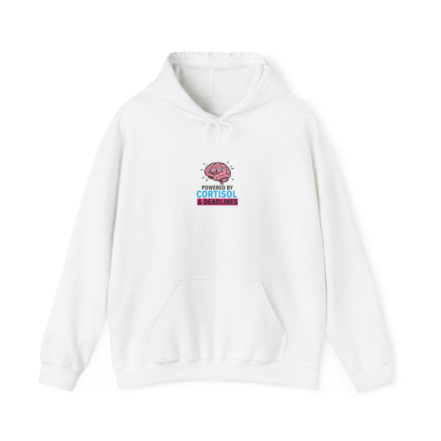 Powered by Cortisol Hoodie | stress meme, burnout shirt