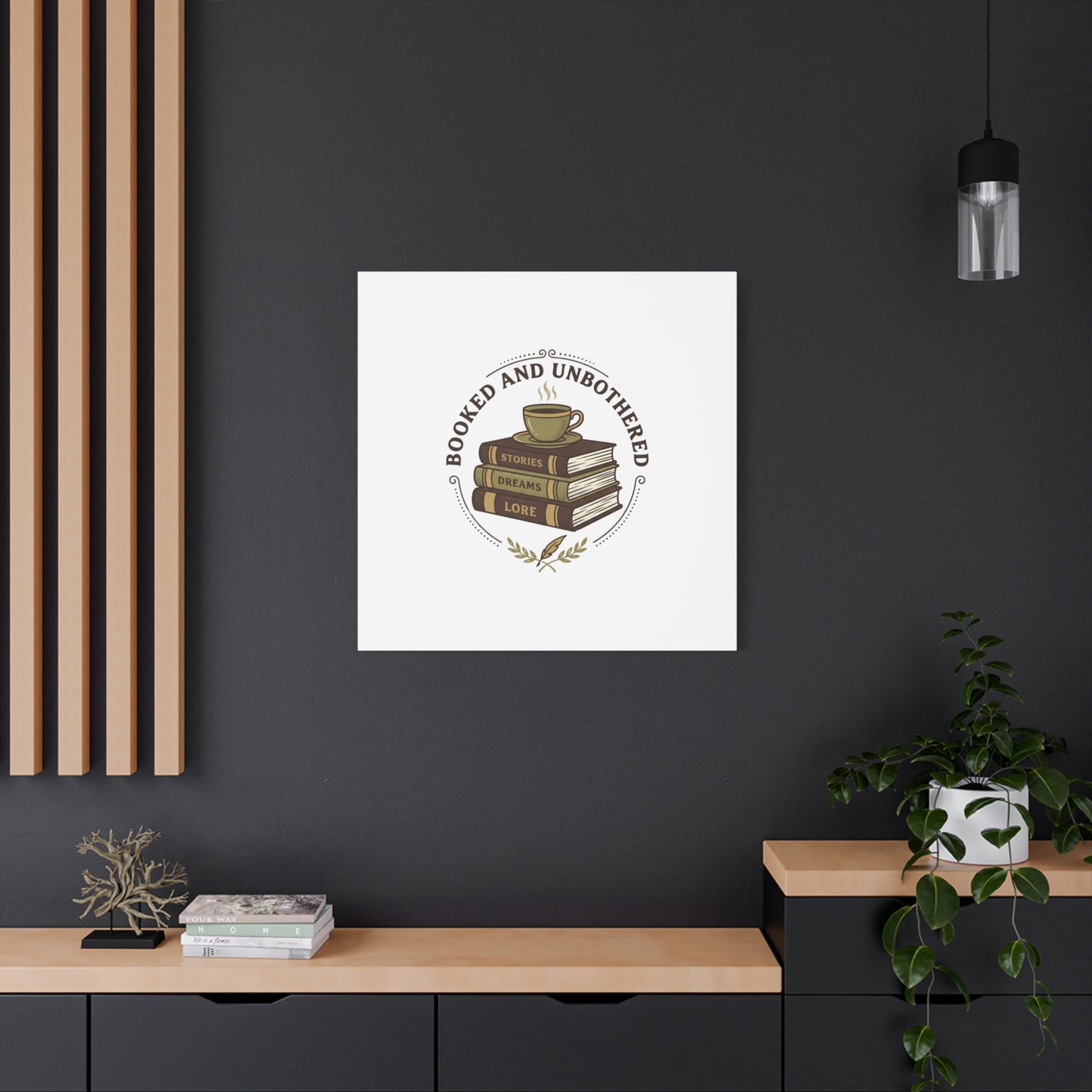 Booked and Unbothered Canvas, Book Lover Decor | Cozy Reading, Dark Academia